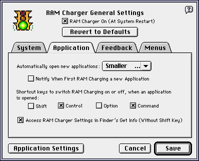 Application General Settings